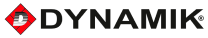 Logo spoločnosti Dynamik s červeným kosoštvorcom a nápisom